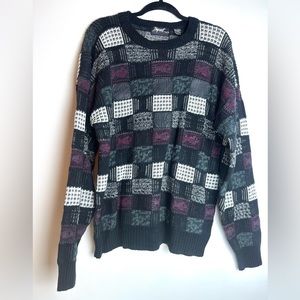 ♦️ Impact Vintage Y2K - 90’s Men’s Crew neck sweater Knit checkered black/White
